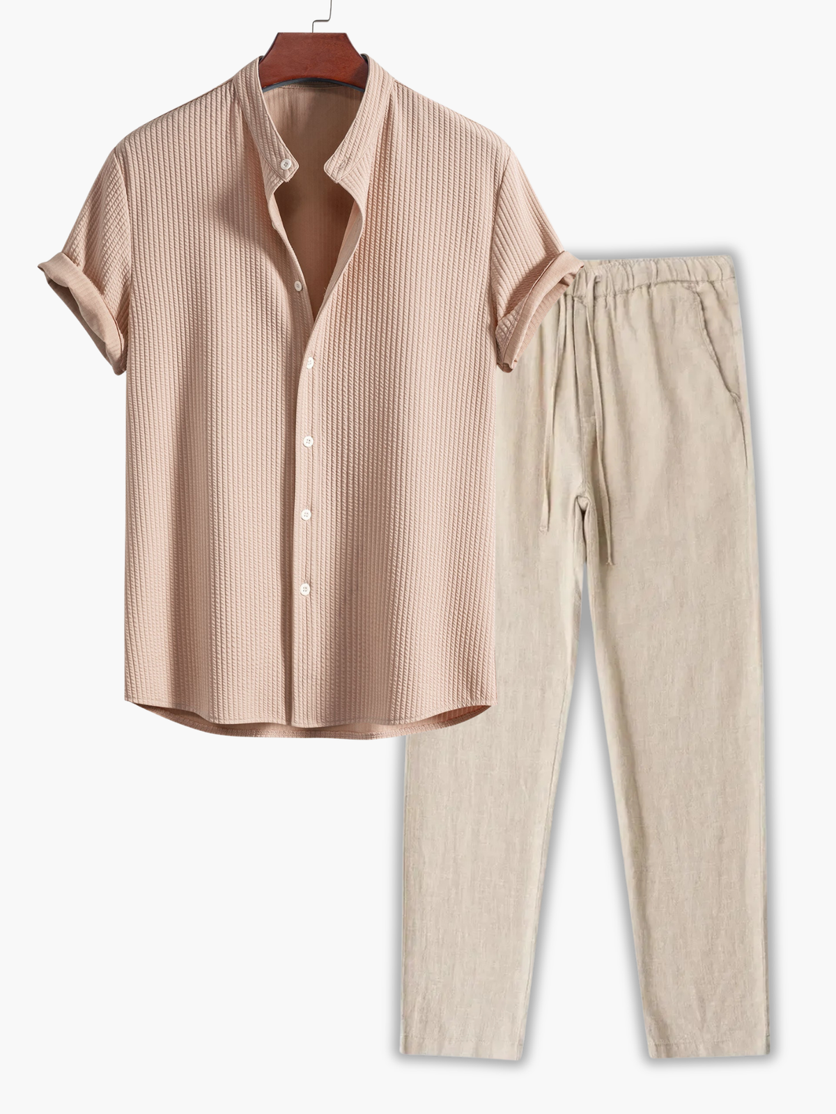 Ensemble homme chemise gaufrée - Bronzé