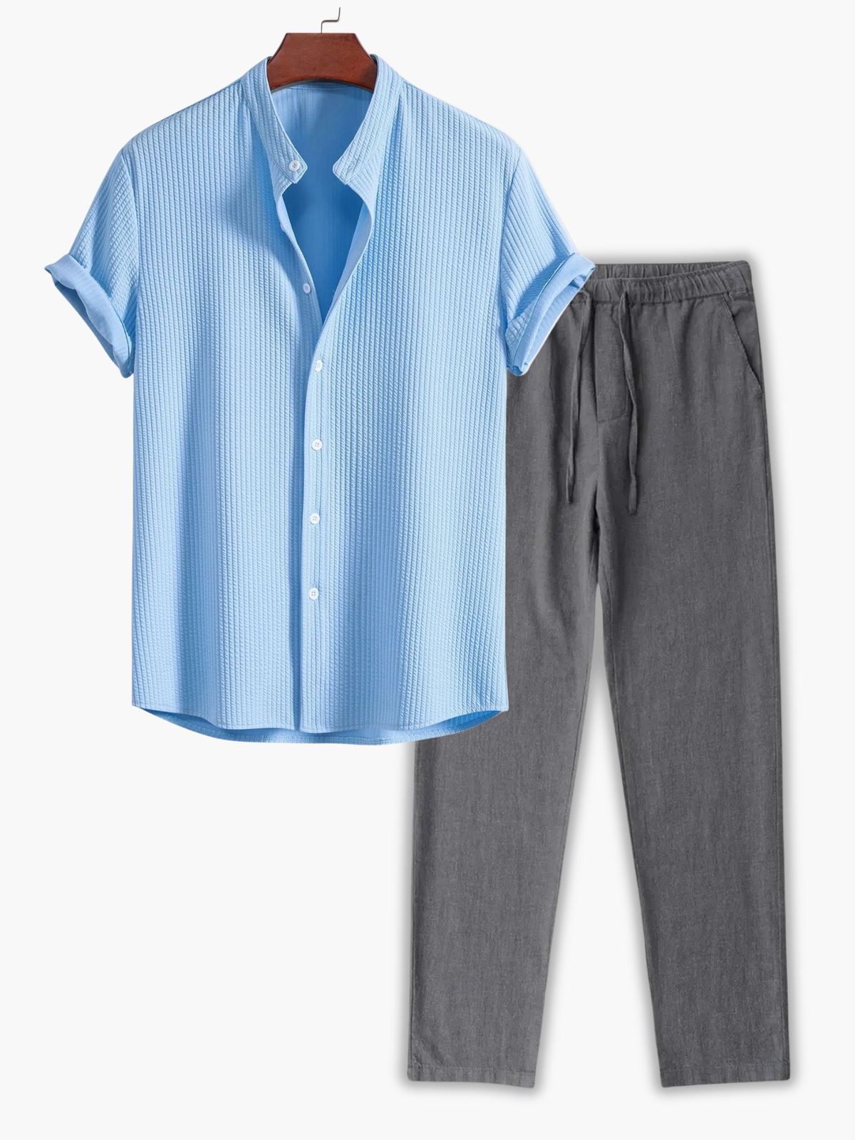 Ensemble homme chemise manches courtes - Bleu clair