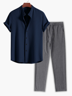 Ensemble homme chemise manches courtes - Bleu marine