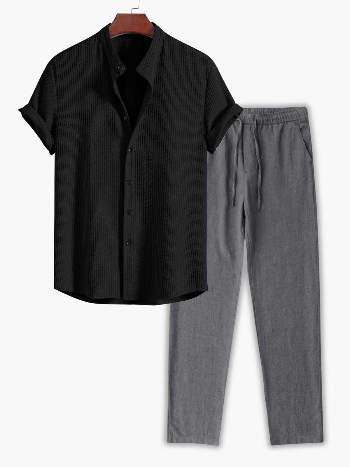 Ensemble homme chemise manches courtes - Noir