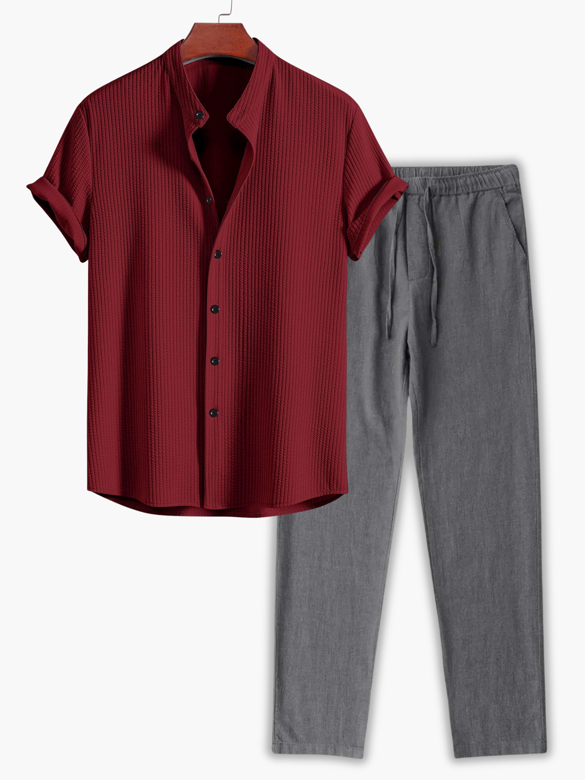 Ensemble homme chemise manches courtes - Rouge