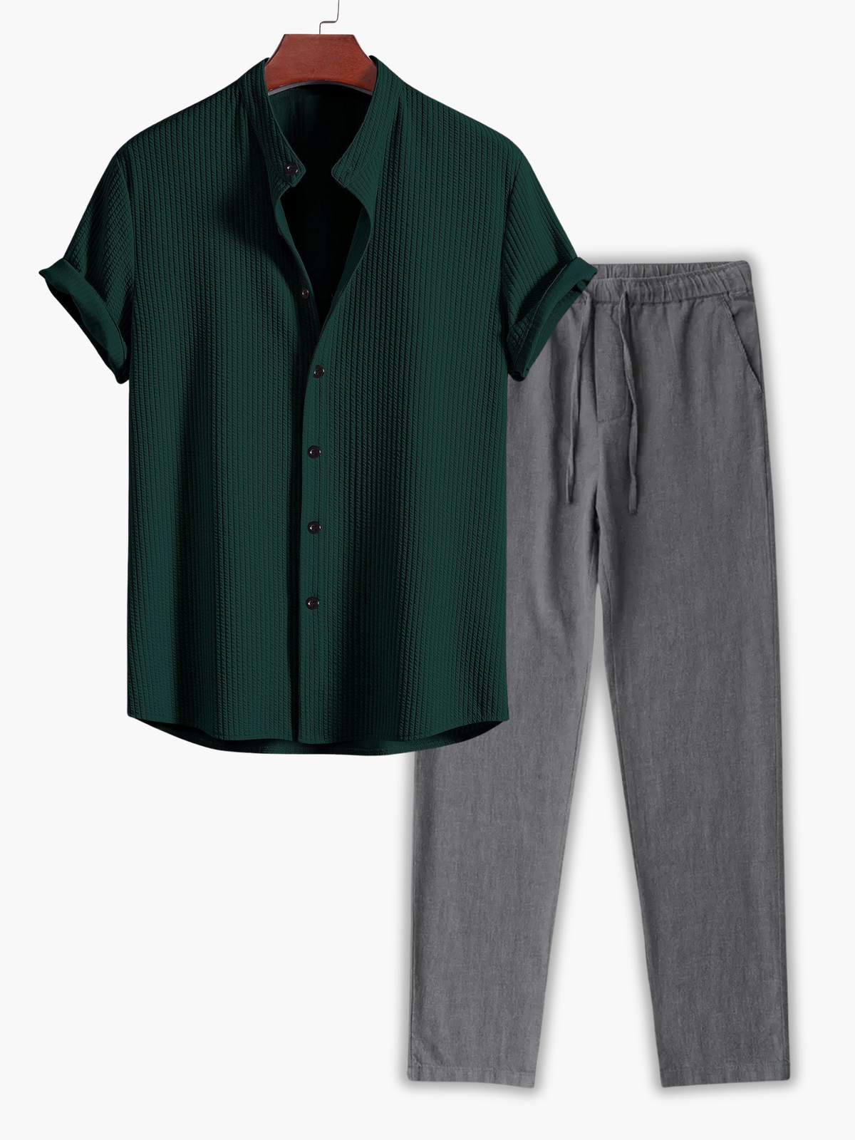 Ensemble homme chemise manches courtes - Vert fonce