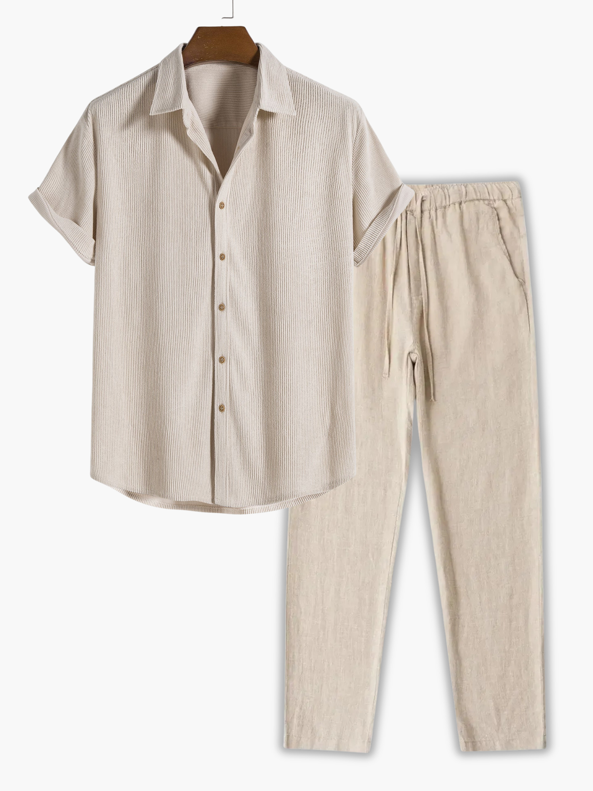 Ensemble homme chemise rayée - Beige