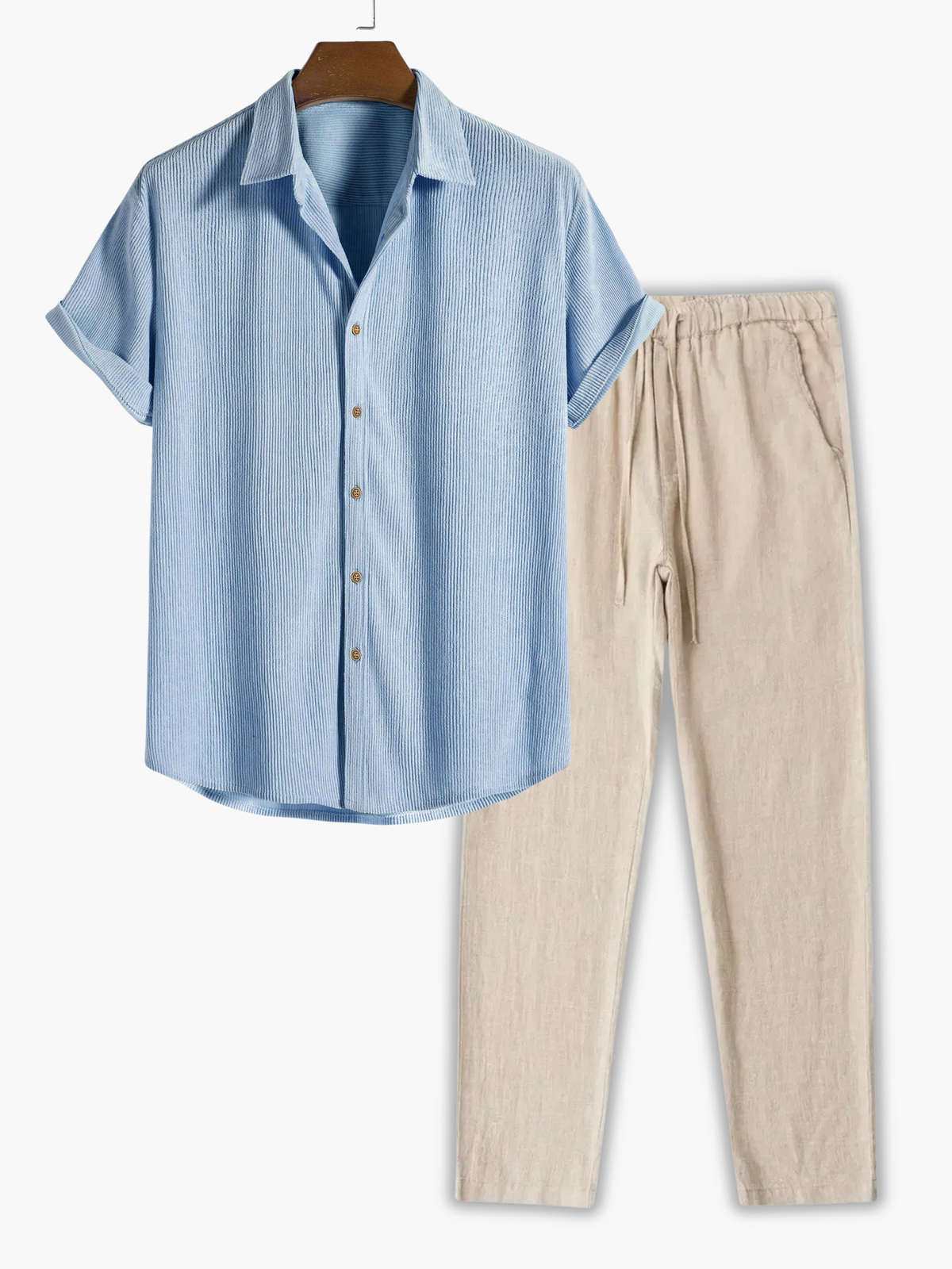 Ensemble homme chemise rayée - Bleu clair