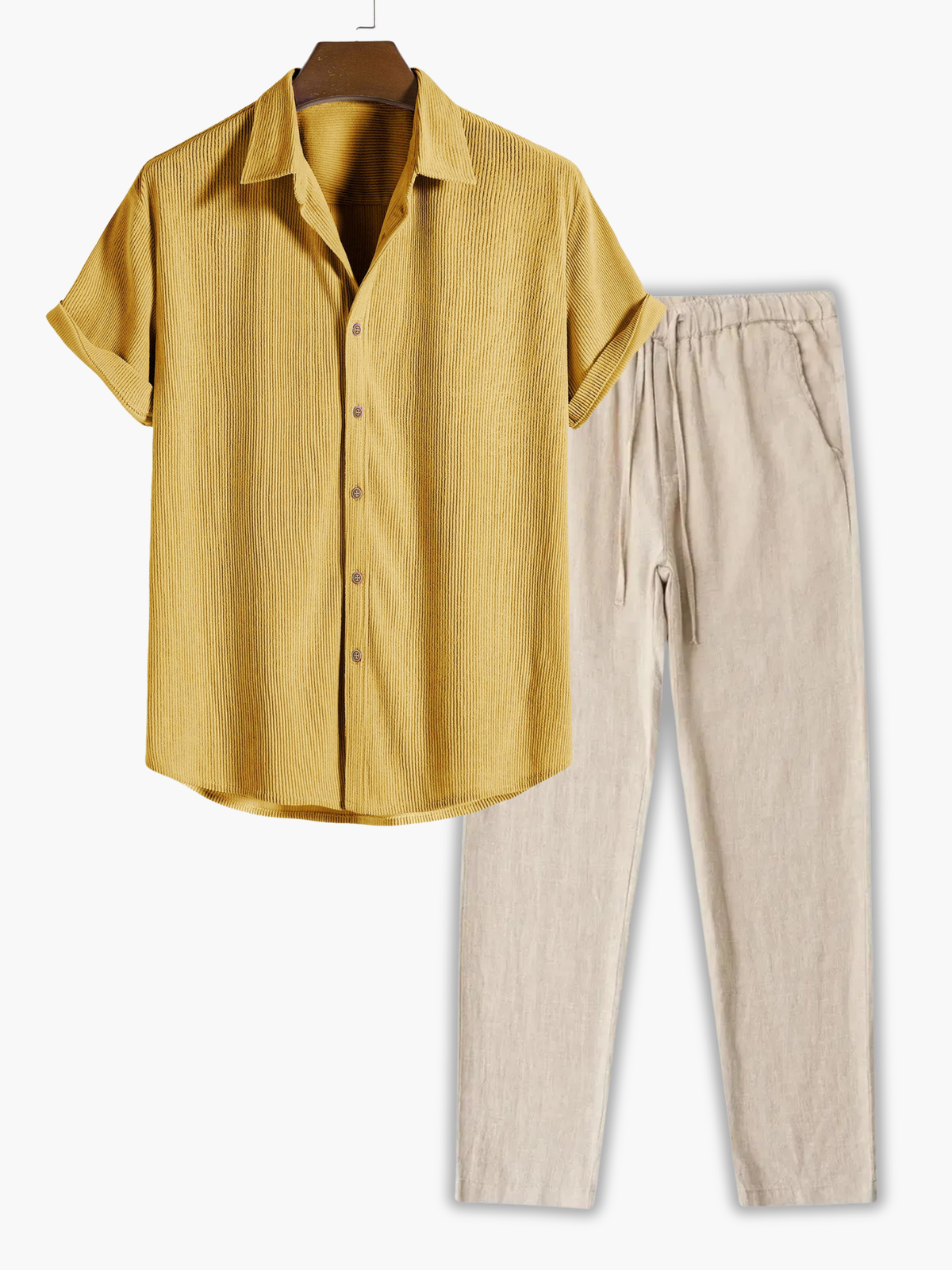 Ensemble homme chemise rayée - Jaune