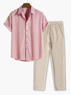 Ensemble homme chemise rayée - Rose