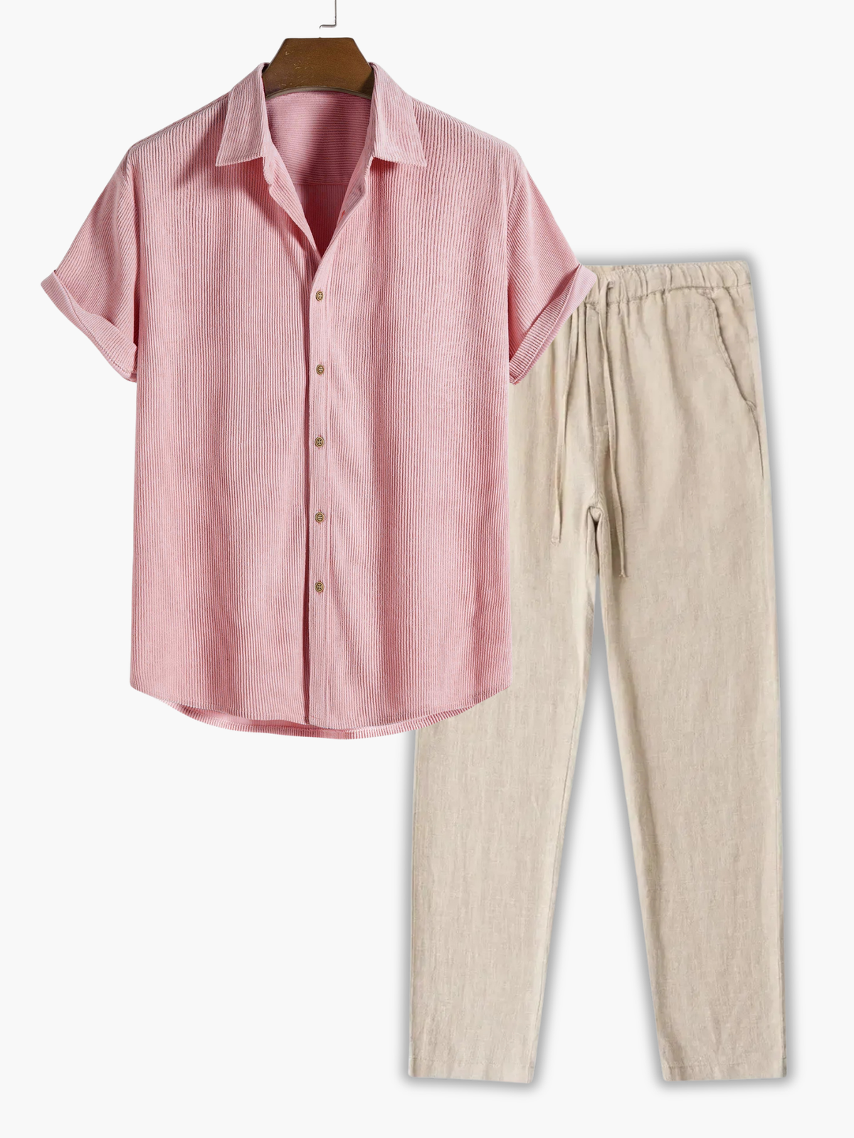 Ensemble homme chemise rayée - Rose
