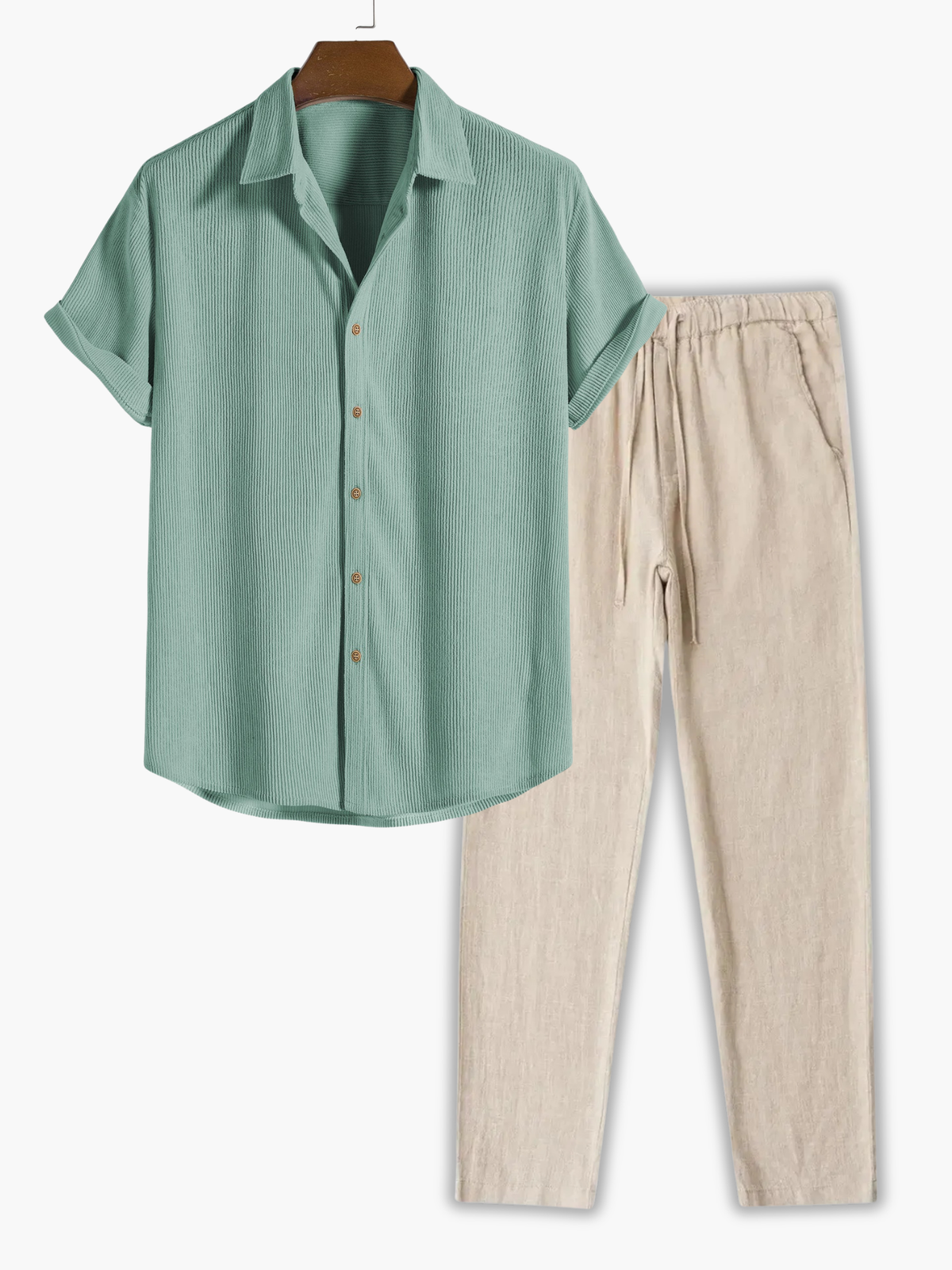 Ensemble homme chemise rayée - Vert