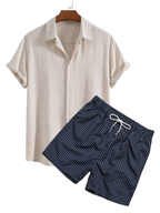 Ensemble homme chemise short - Beige