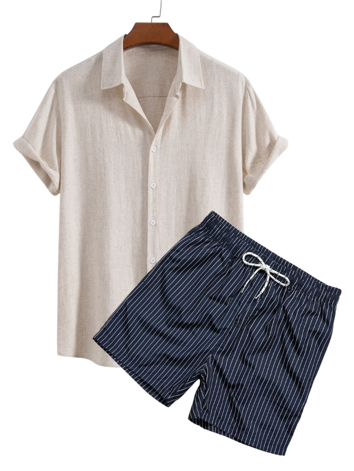 Ensemble homme chemise short - Beige