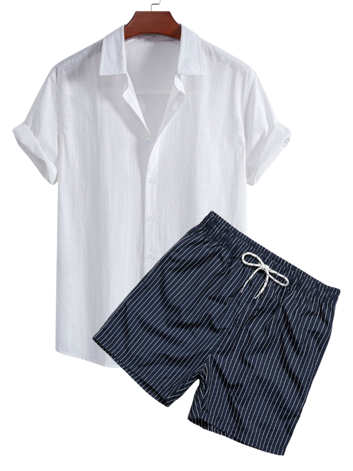 Ensemble homme chemise short - Blanc