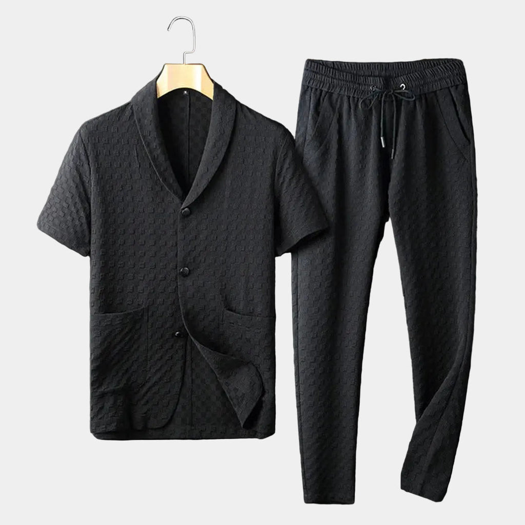Ensemble homme col châle - Noir
