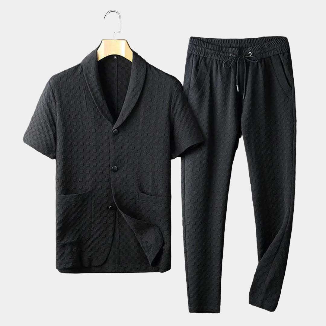 Ensemble homme col châle - Noir