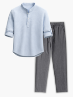 Ensemble homme col mao boutonné - image 3
