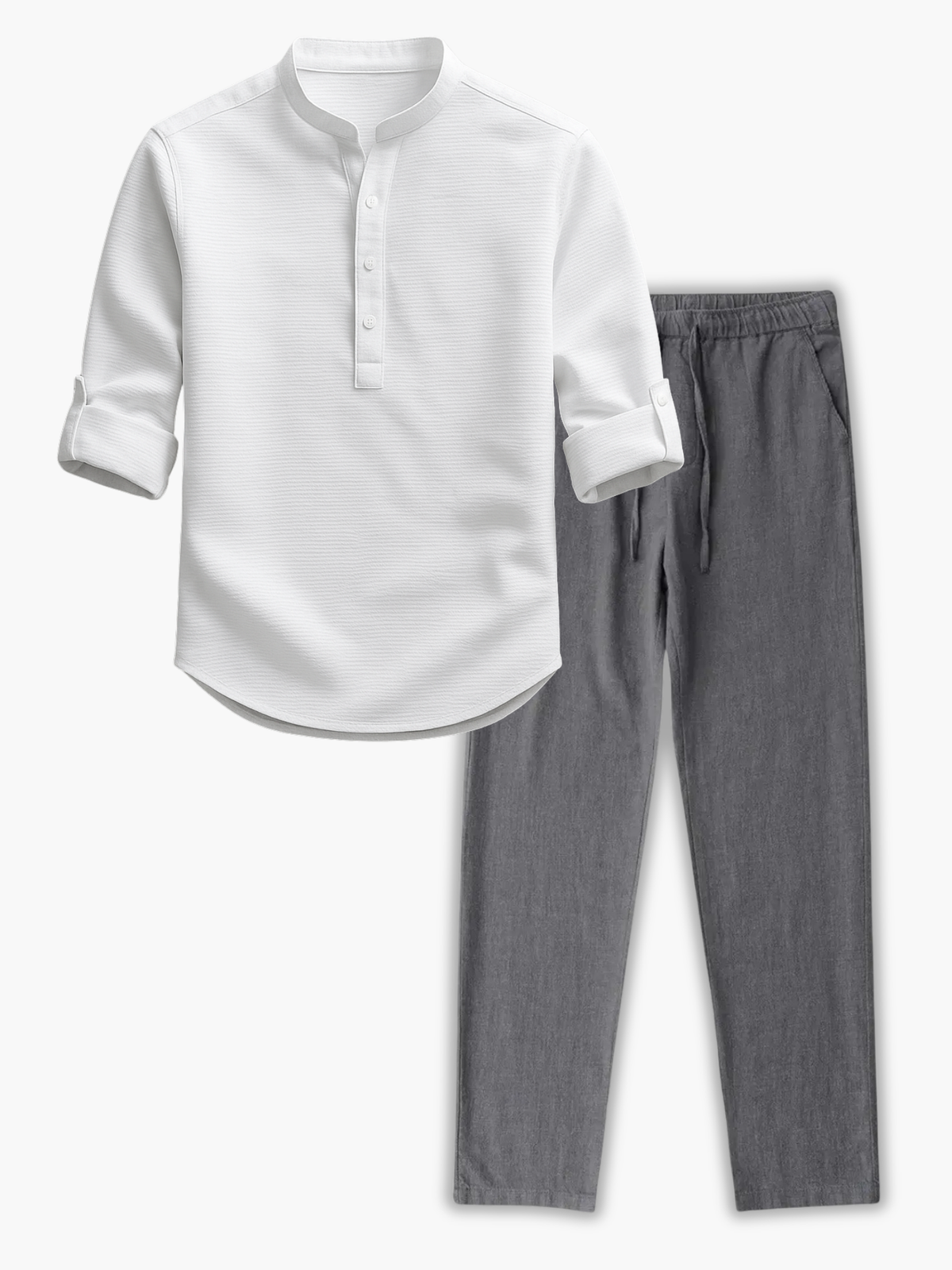 Ensemble homme col mao boutonné - Blanc