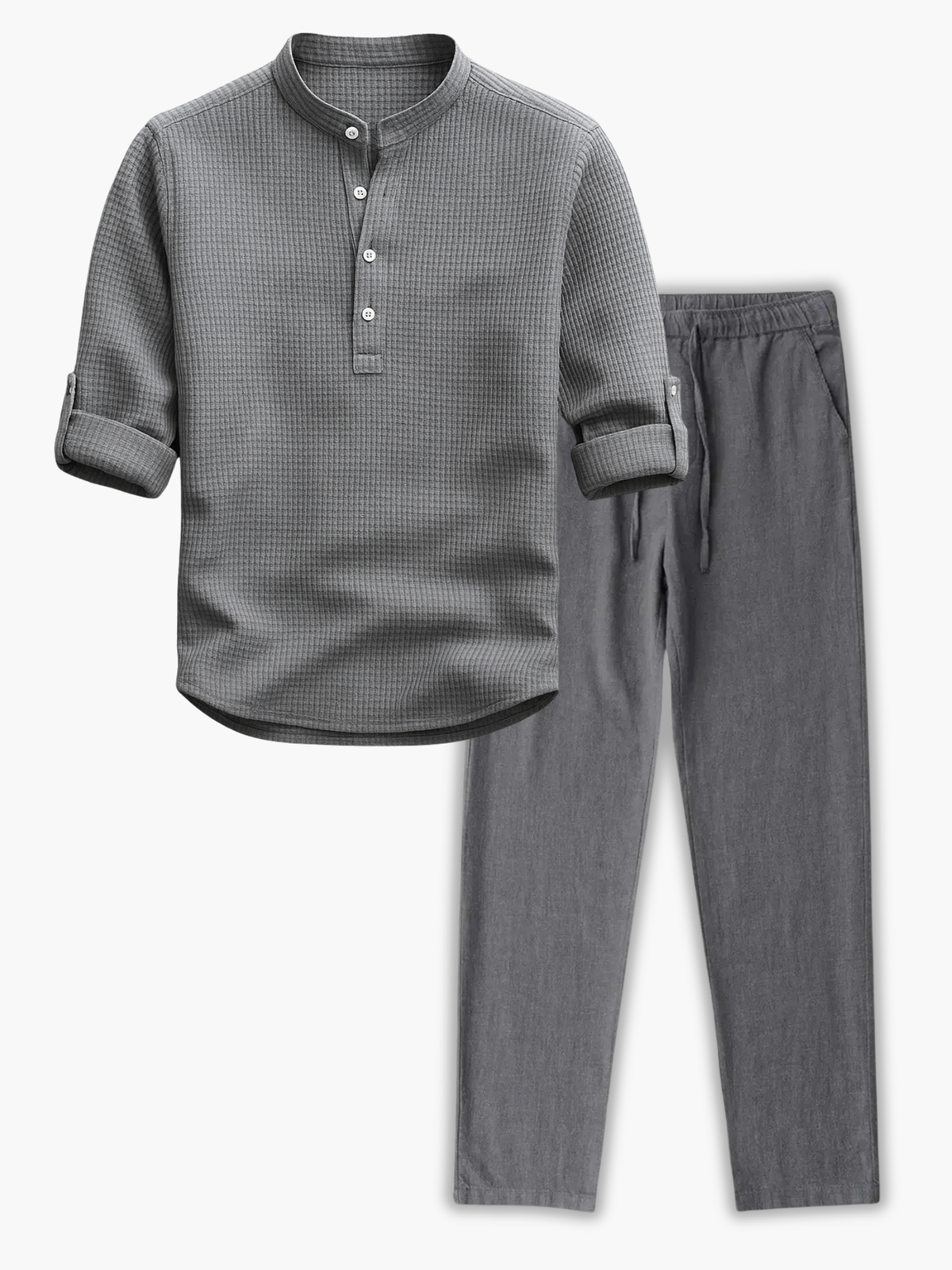Ensemble homme col mao boutonné - Gris