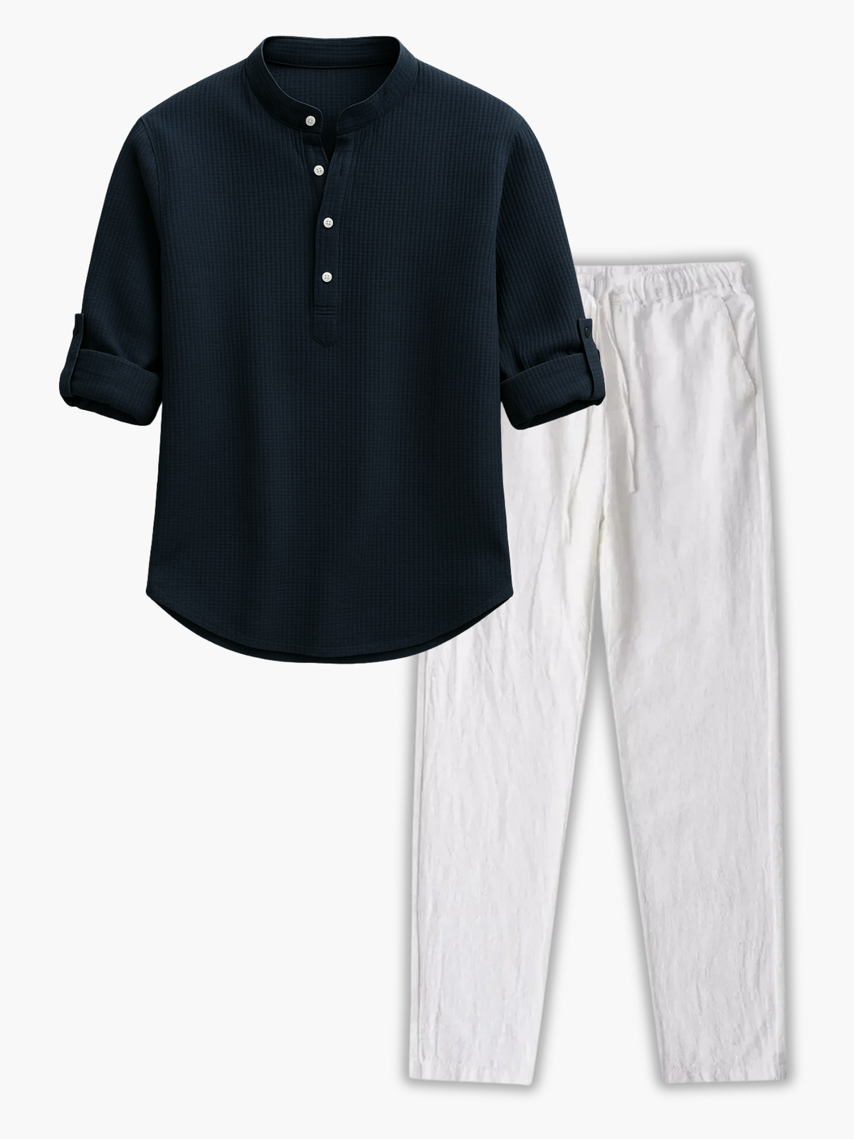 Ensemble homme col mao et pantalon - Bleu marine