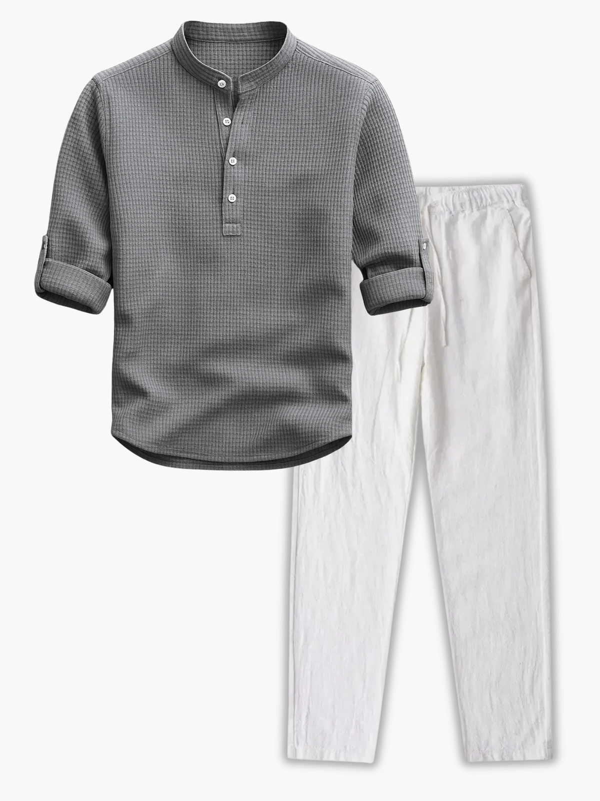 Ensemble homme col mao et pantalon - Gris