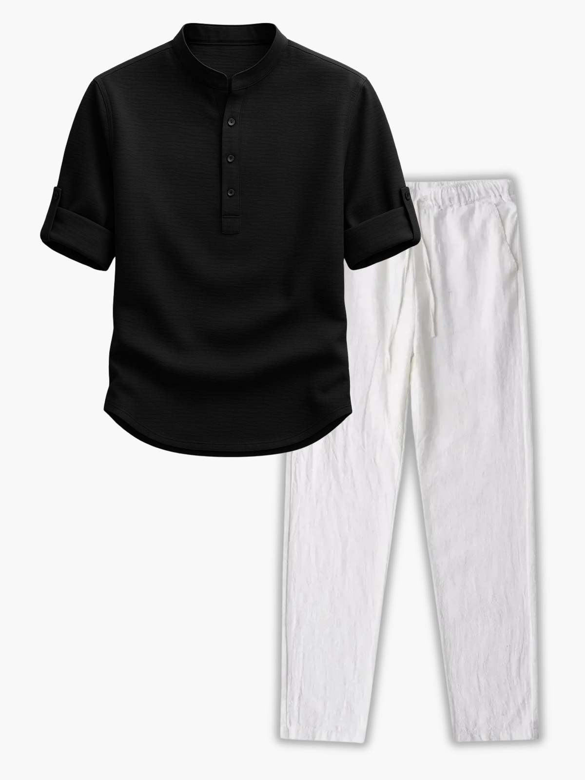 Ensemble homme col mao et pantalon - Noir