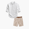 Ensemble homme col mao et short - Blanc
