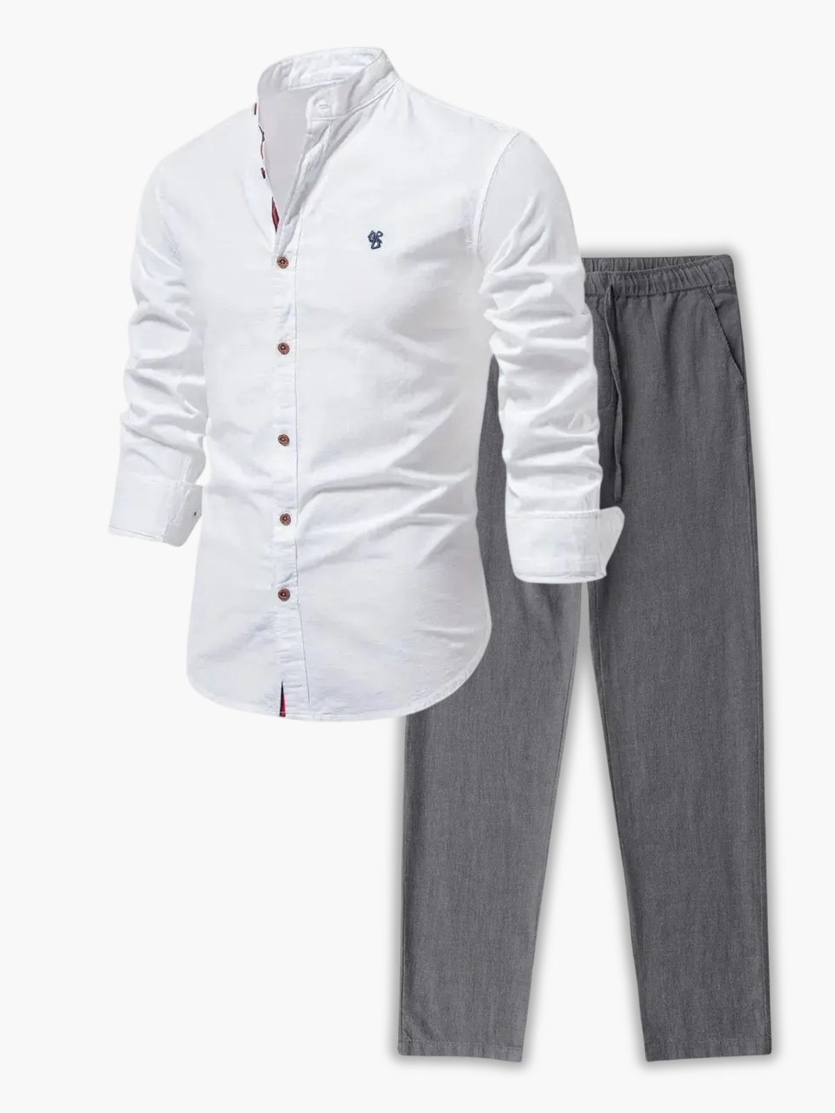 Ensemble homme col montant boutonné - Blanc