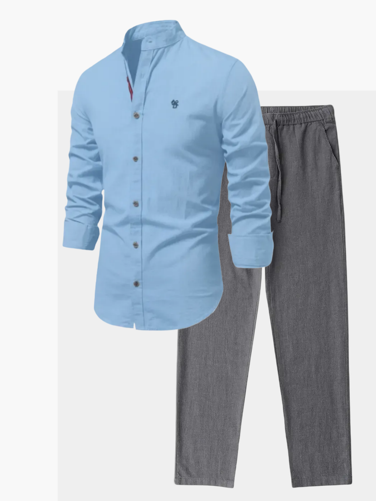 Ensemble homme col montant boutonné - Bleu clair
