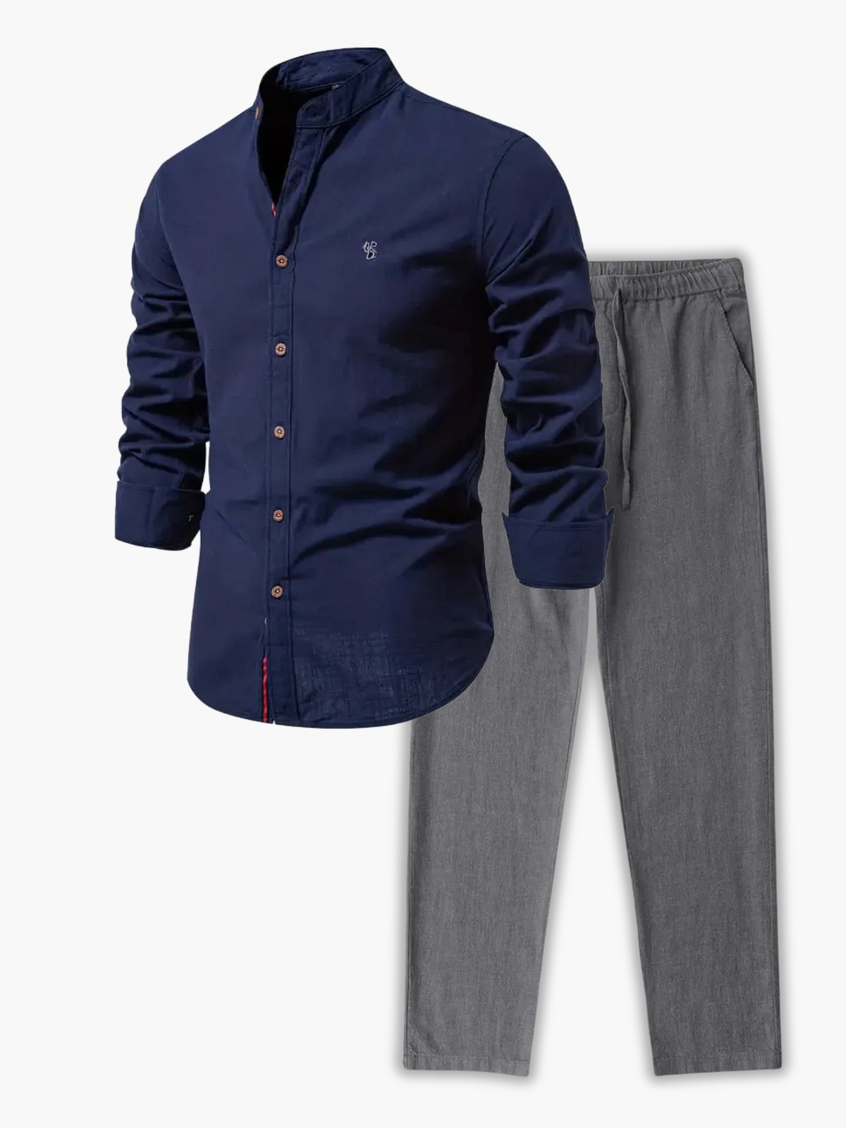 Ensemble homme col montant boutonné - Bleu marine