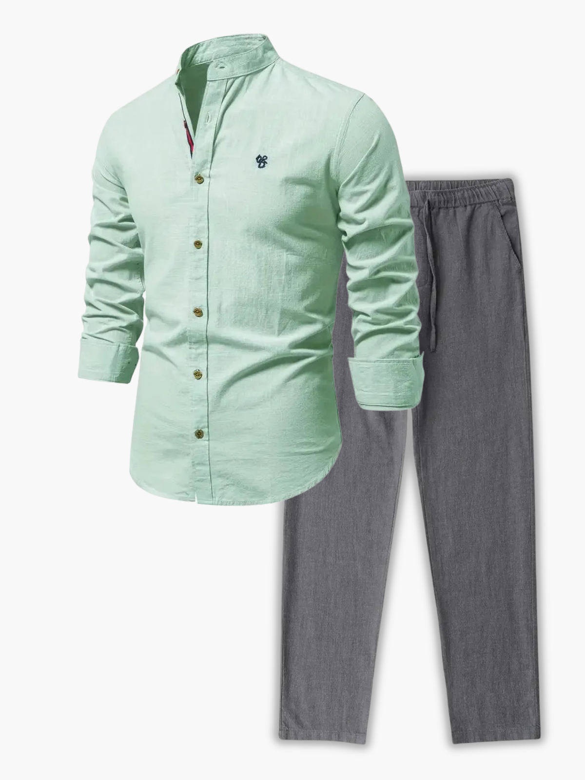 Ensemble homme col montant boutonné - Vert clair