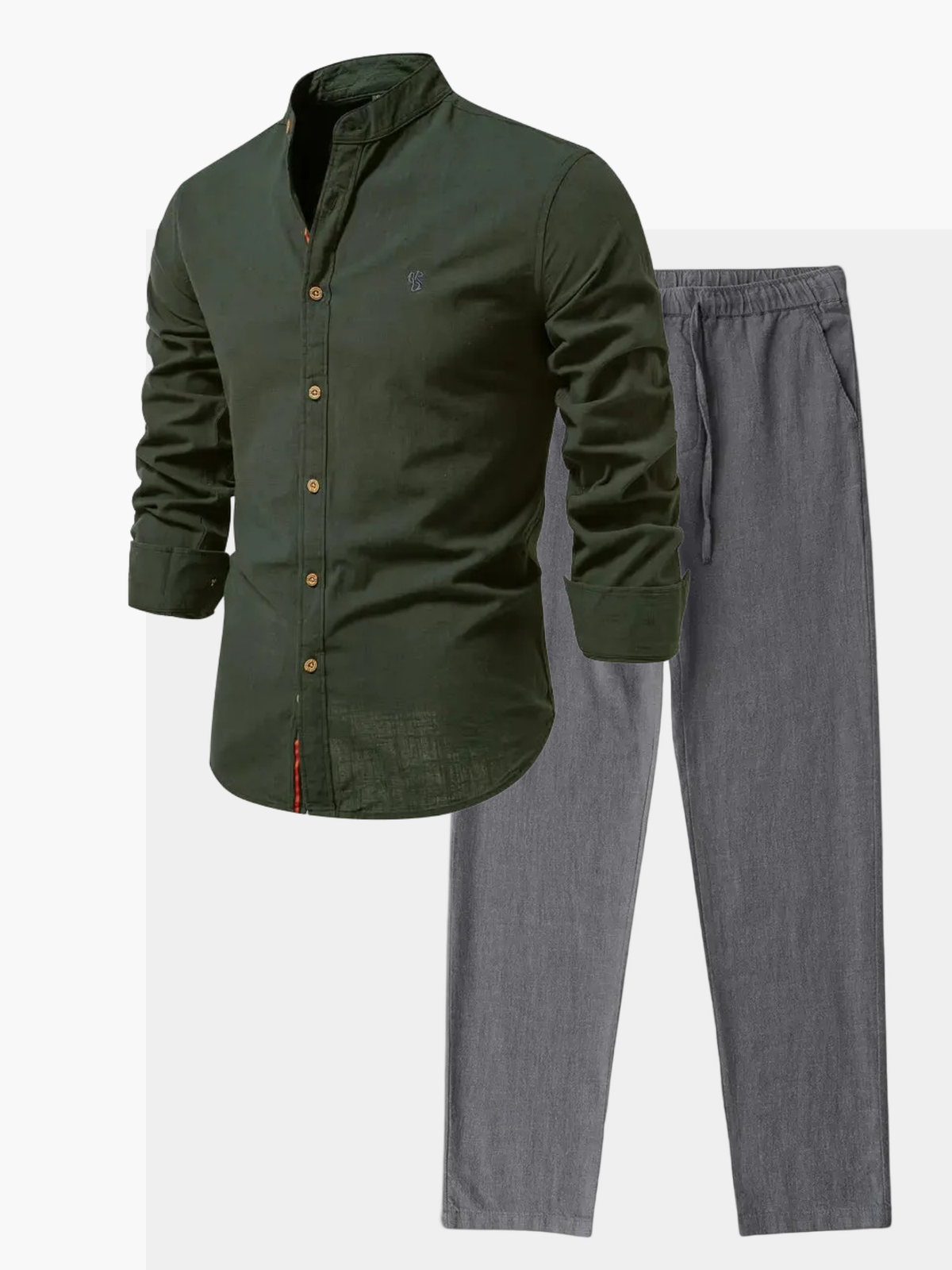Ensemble homme col montant boutonné - Vert militaire