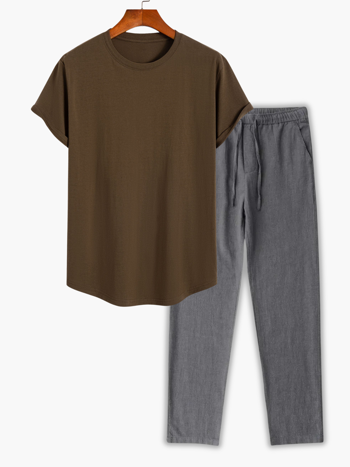 Ensemble homme col rond - Marron