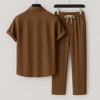 Ensemble homme effet lin chemise et pantalon a cordon - Leger et decontracte - image 4