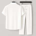 Ensemble homme effet lin chemise et pantalon a cordon - Leger et decontracte - image 5