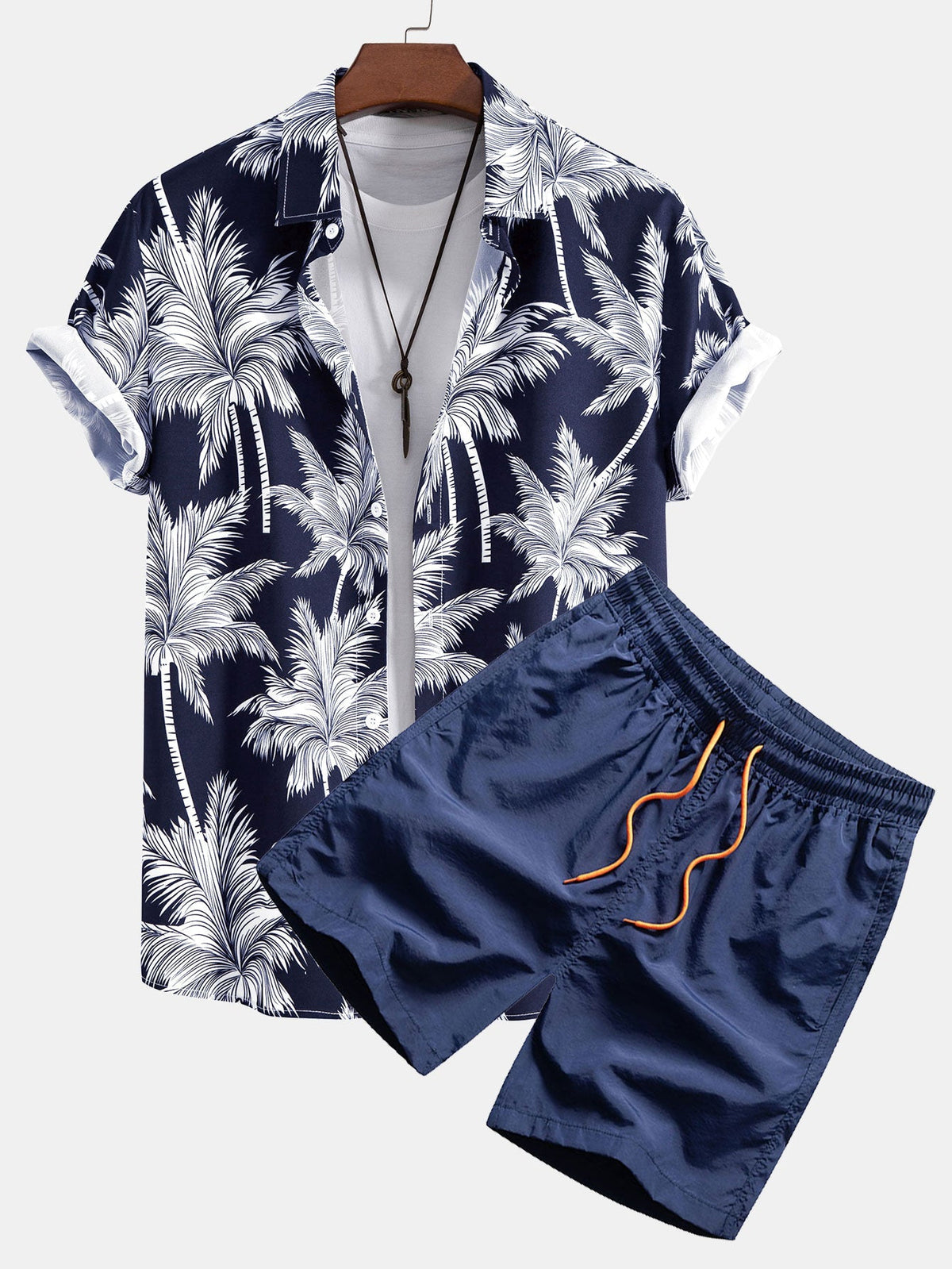 Ensemble homme imprimé manches courtes - Bleu marine