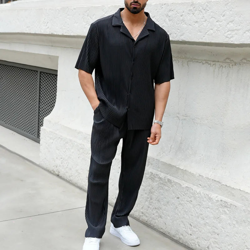 Ensemble homme plissé - Noir