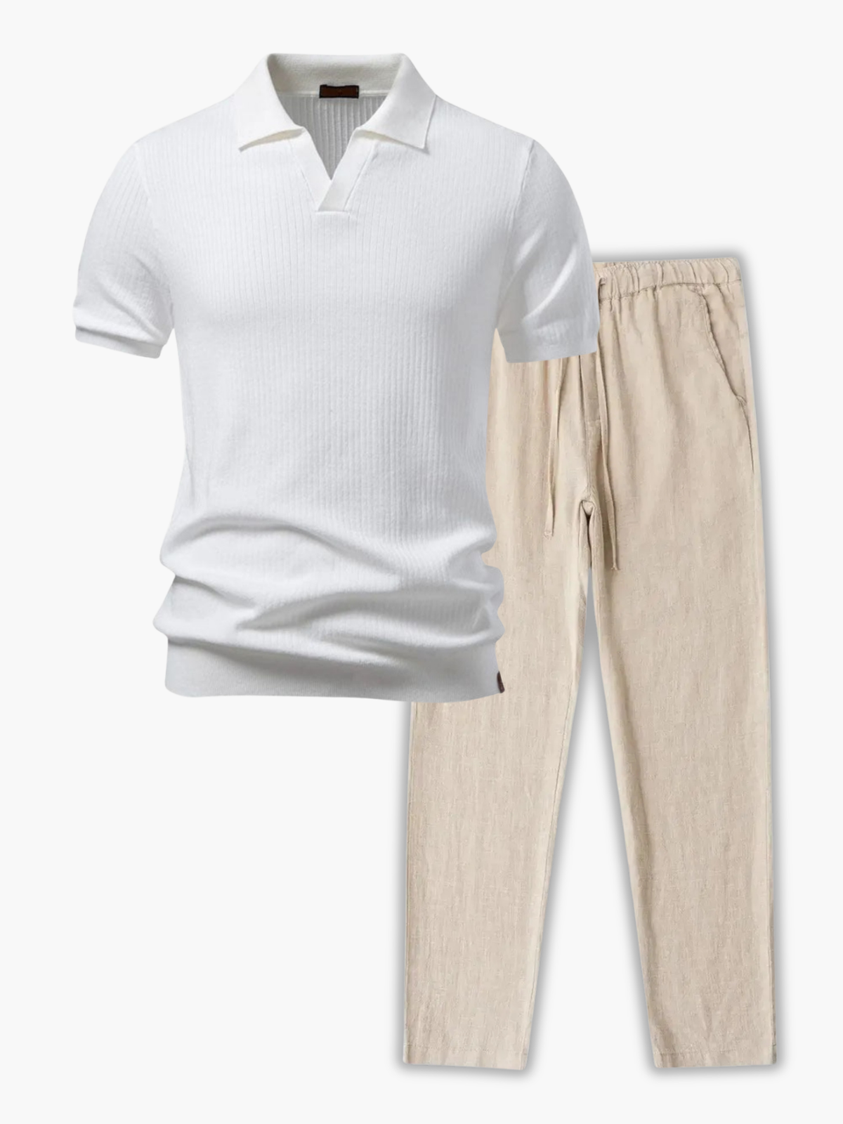 Ensemble homme polo côtelé - Blanc