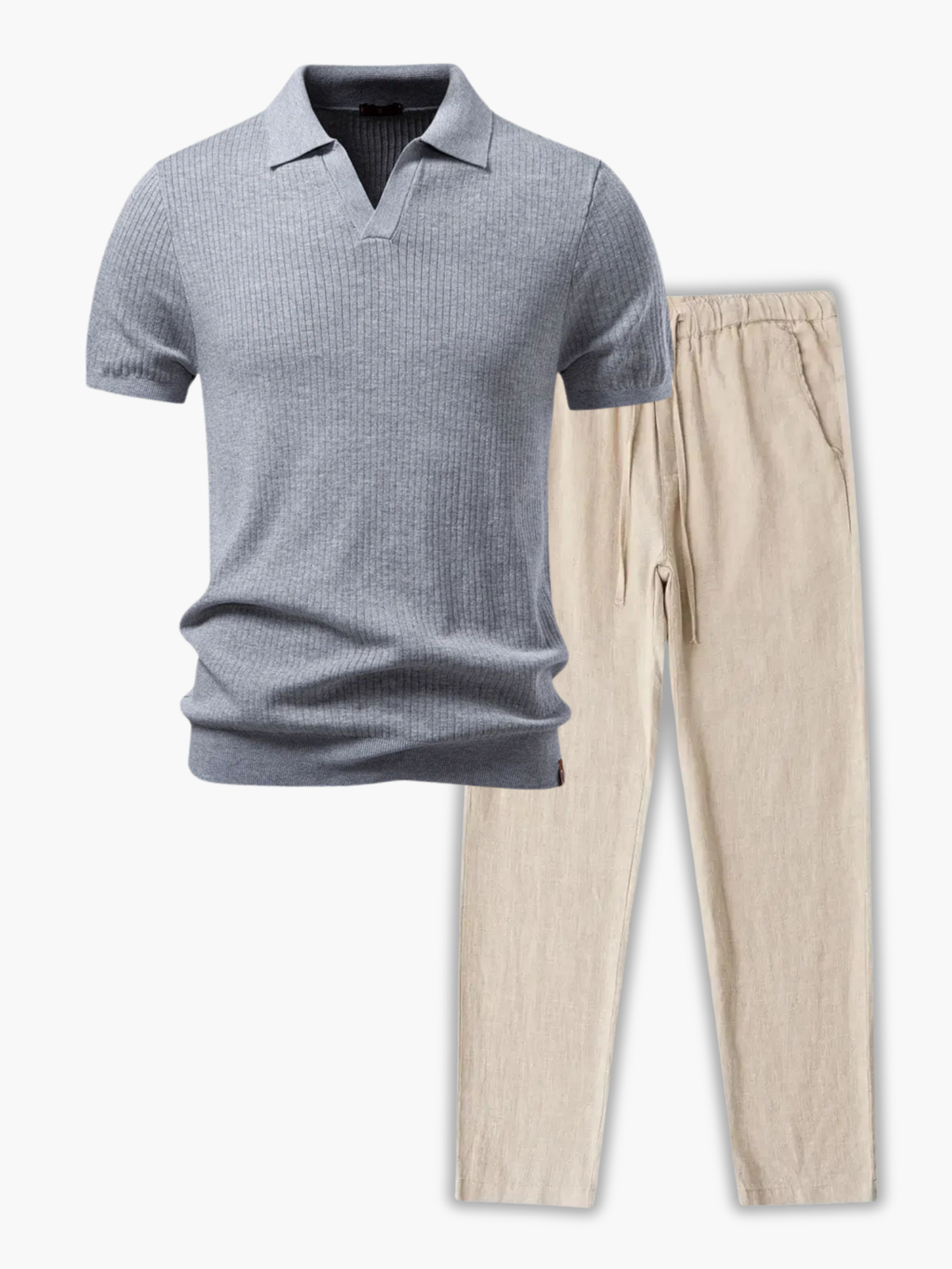 Ensemble homme polo côtelé - Gris