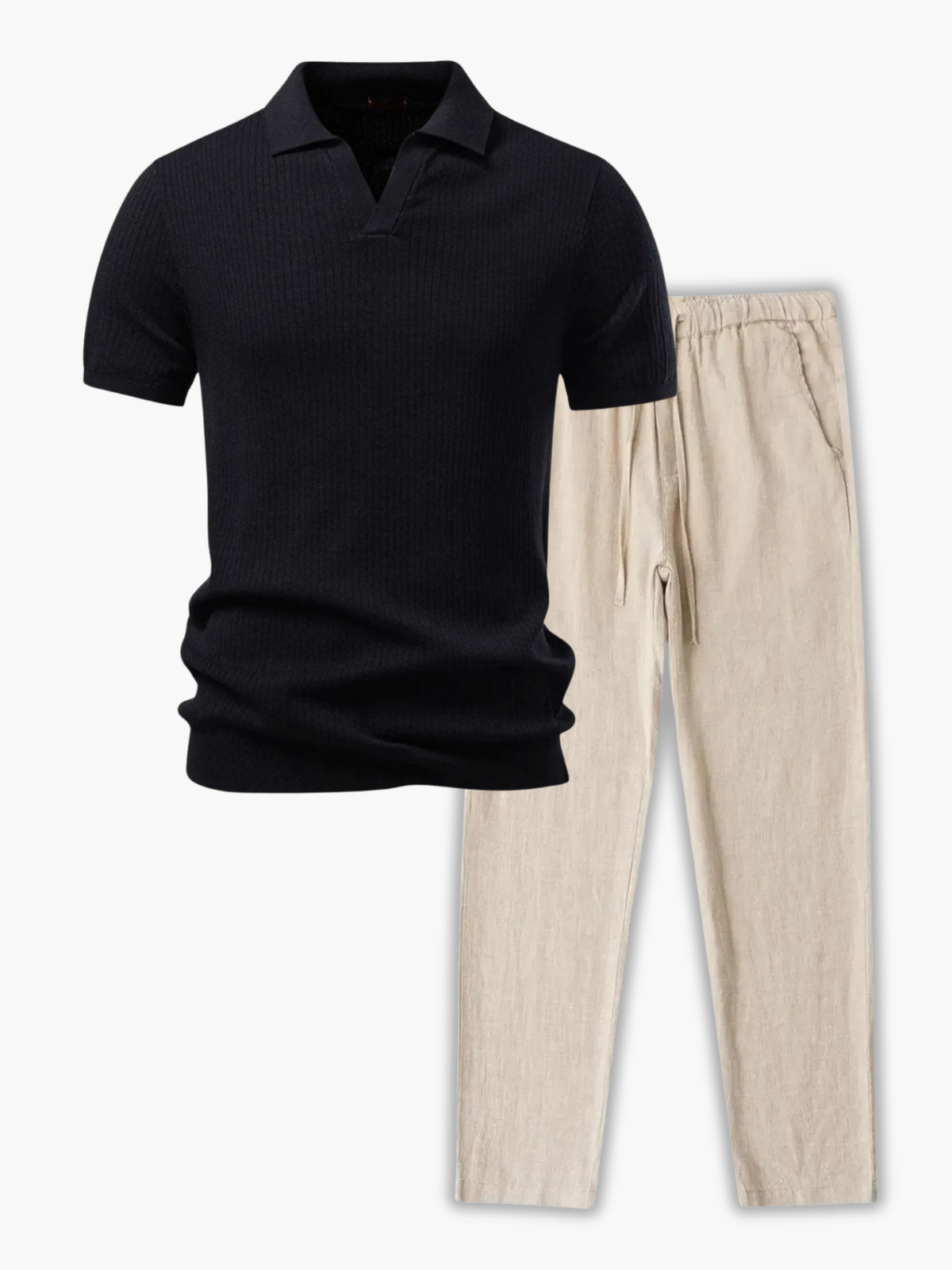 Ensemble homme polo côtelé - Noir