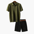 Ensemble homme polo en maille et short - Vert