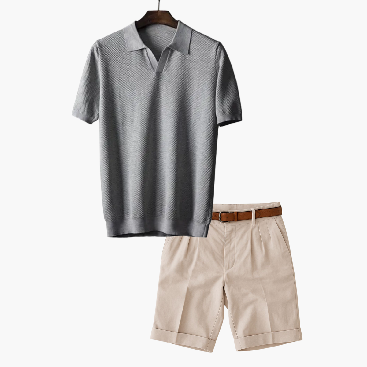 Ensemble homme polo en maille - Gris
