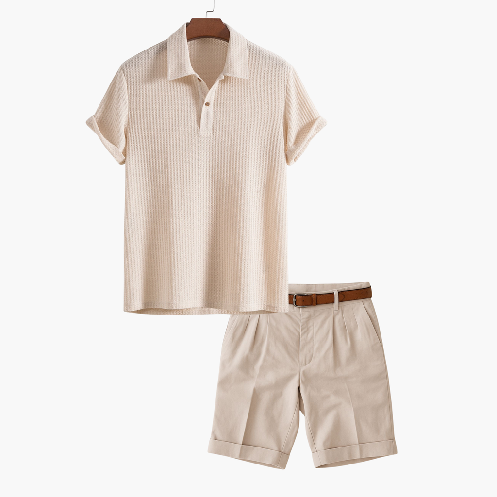 Ensemble homme polo et short - Beige