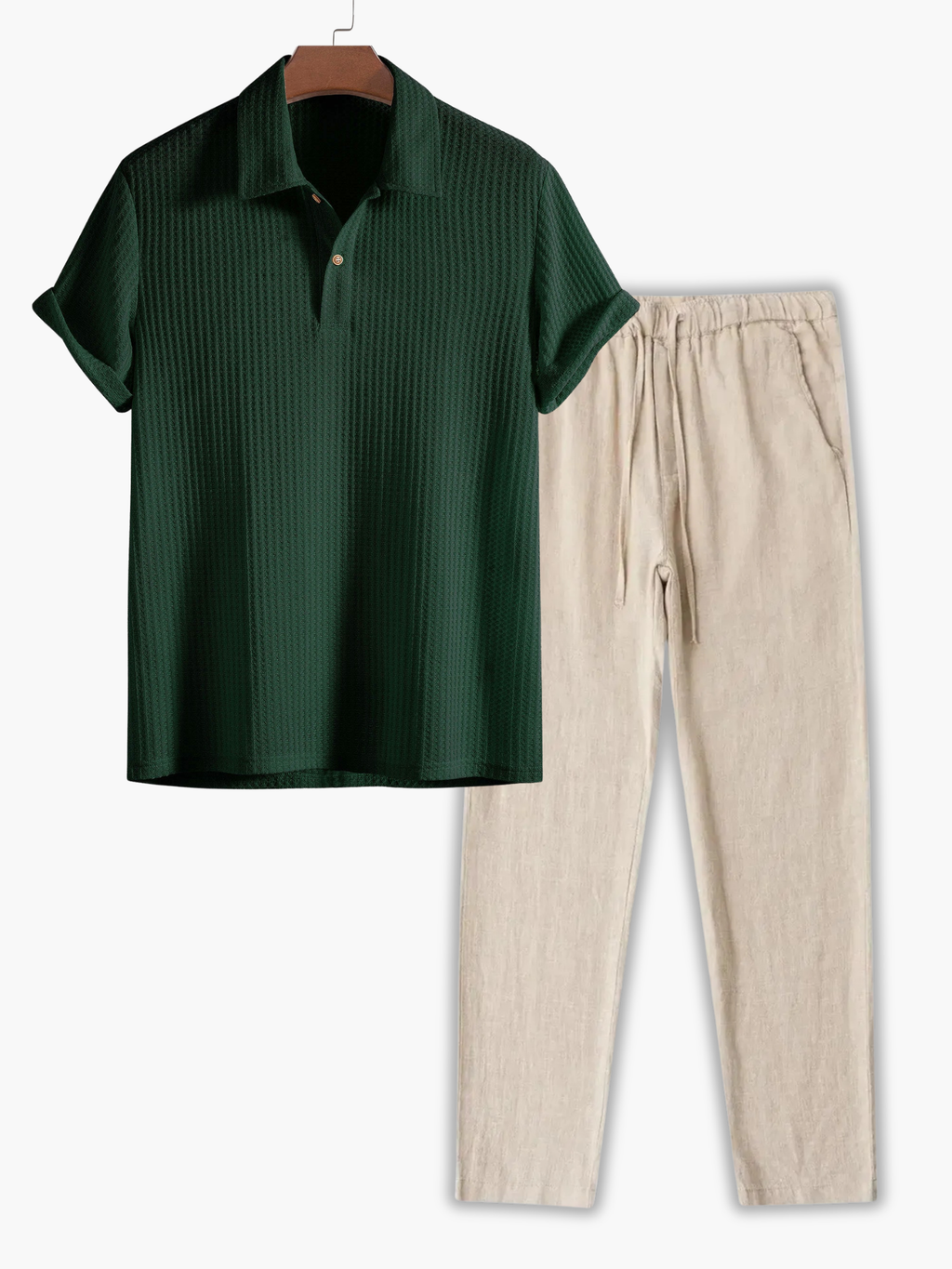 Ensemble homme polo gaufré - Vert