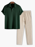 Ensemble homme polo gaufré - Vert