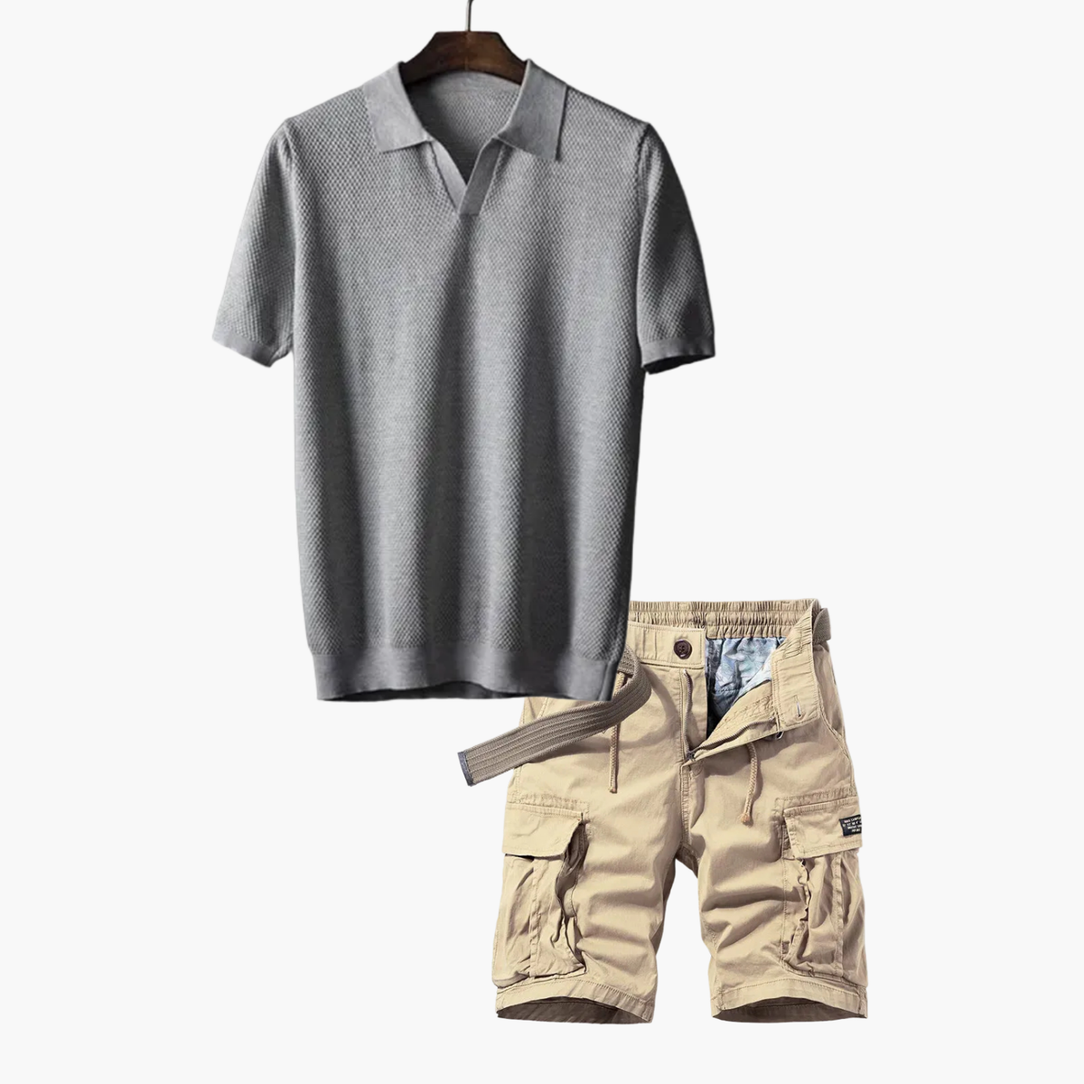 Ensemble homme polo maille cargo - Gris