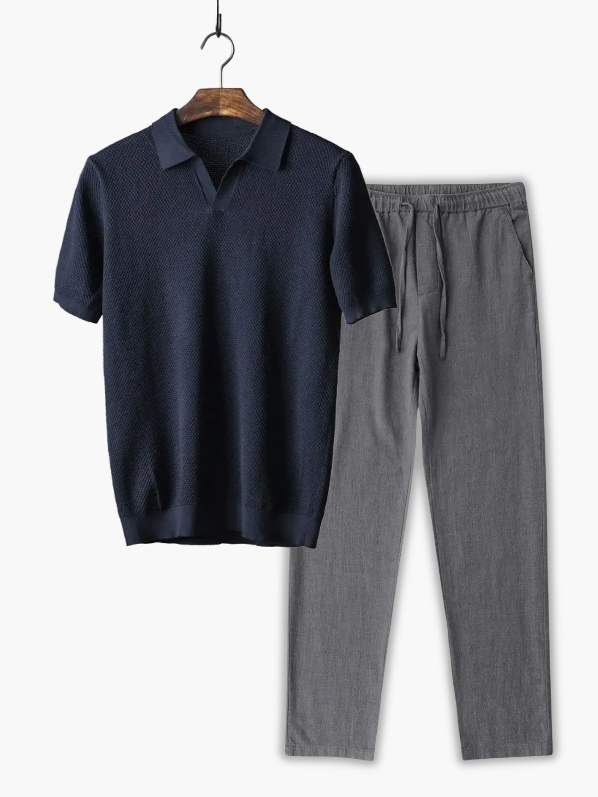 Ensemble homme polo maille texturée - Bleu marine