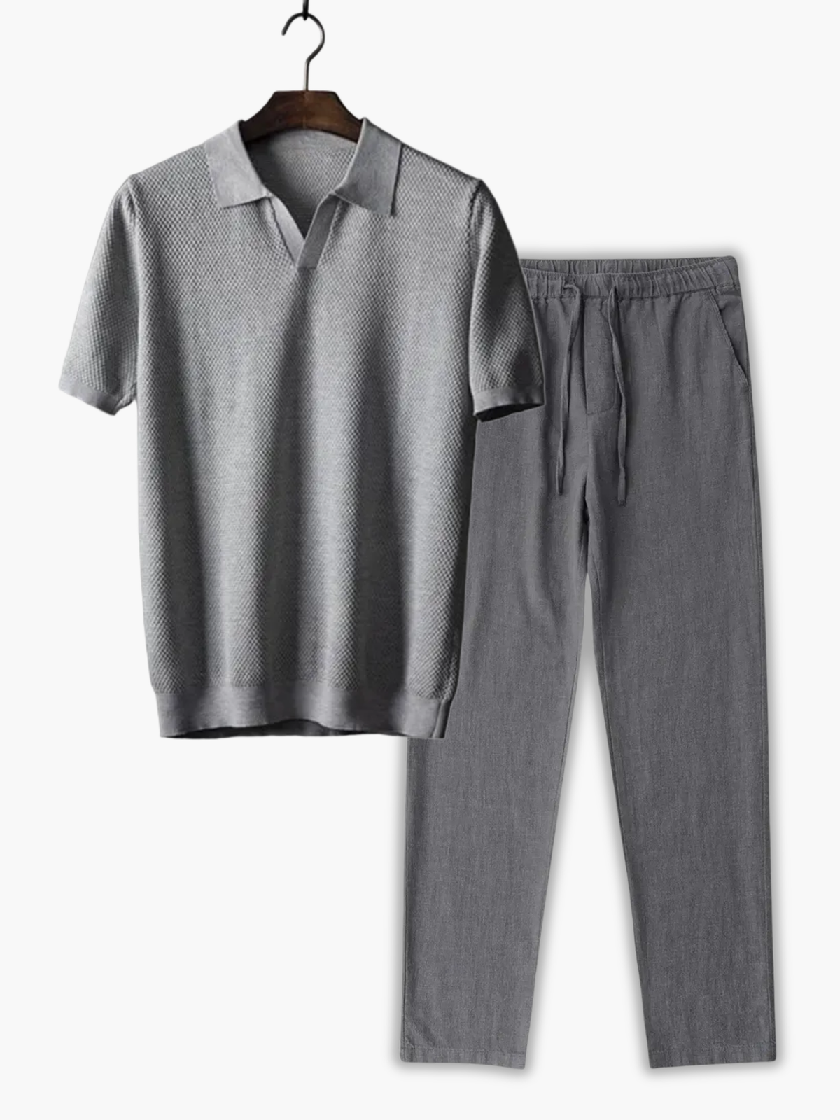 Ensemble homme polo maille texturée - Gris
