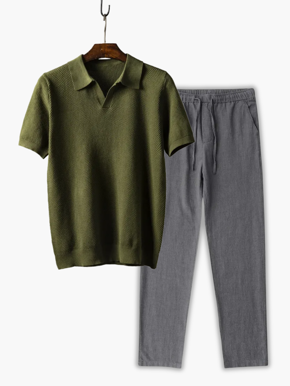 Ensemble homme polo maille texturée - Vert