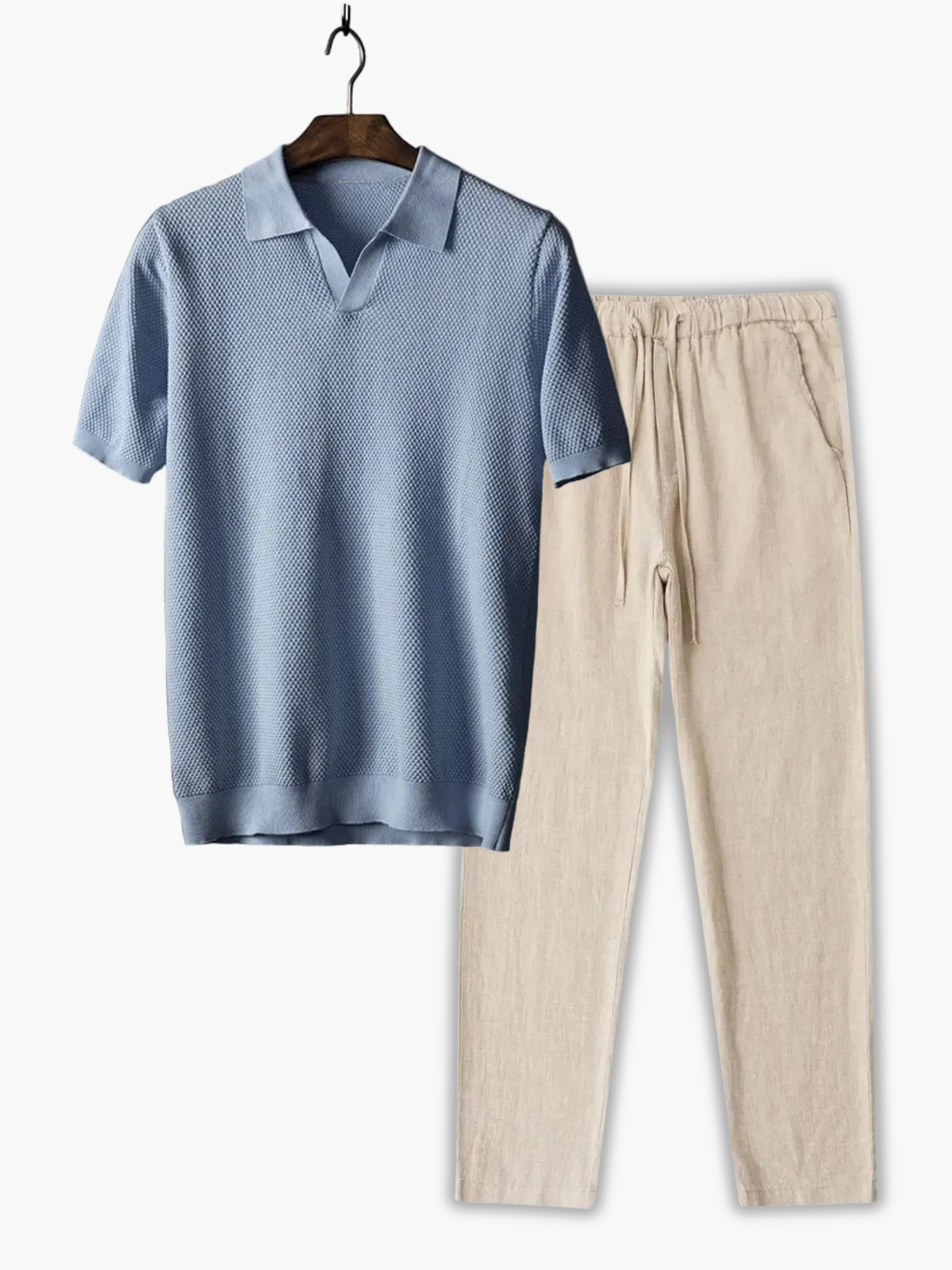 Ensemble homme polo texturé - Bleu clair