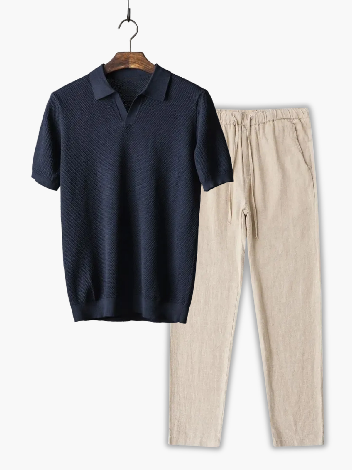 Ensemble homme polo texturé - Bleu marine