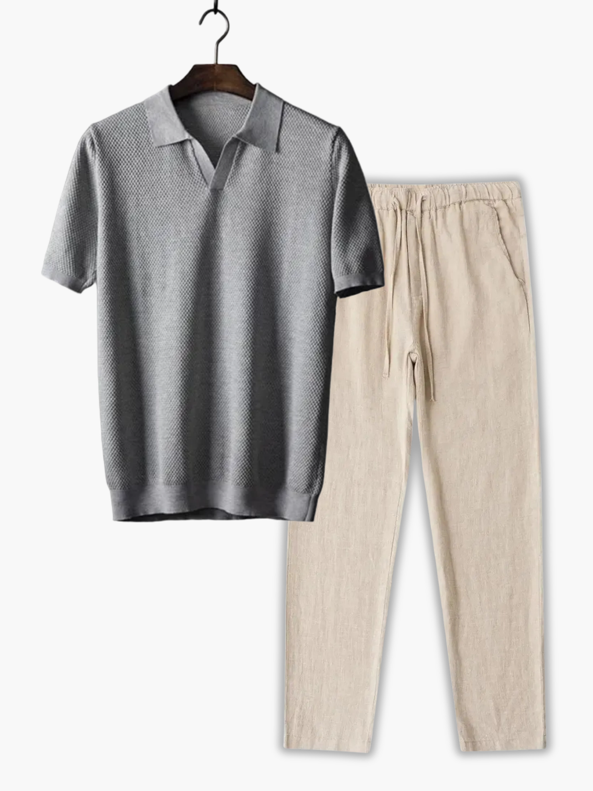 Ensemble homme polo texturé - Gris
