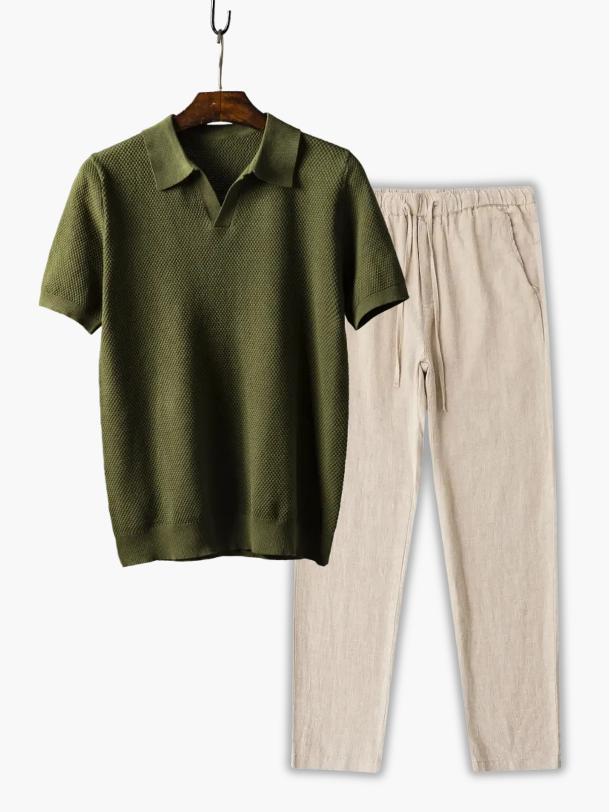 Ensemble homme polo texturé - Vert
